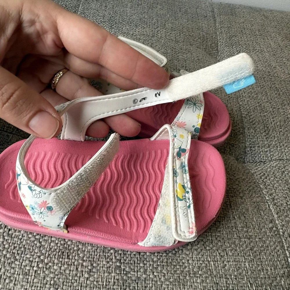 Native&Disney Toddler Sandals Shoes Charley Pink Floral Cartoon Sz5C